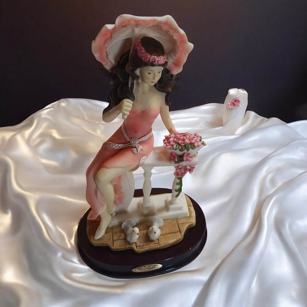 Vintage Natelia Collection Figurine – Graceful Lady with Umbrella on Bench